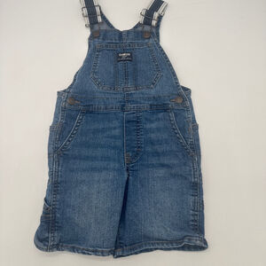 Kids OshKosh B'gosh Blue Denim Overalls with White Straps Size 4T